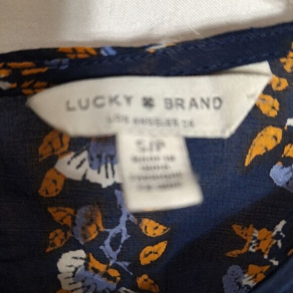 Lucky Brand Balloon Sleeve Blouse Boho Peasant Ruffle Cottagecore Small P - Picture 3 of 14